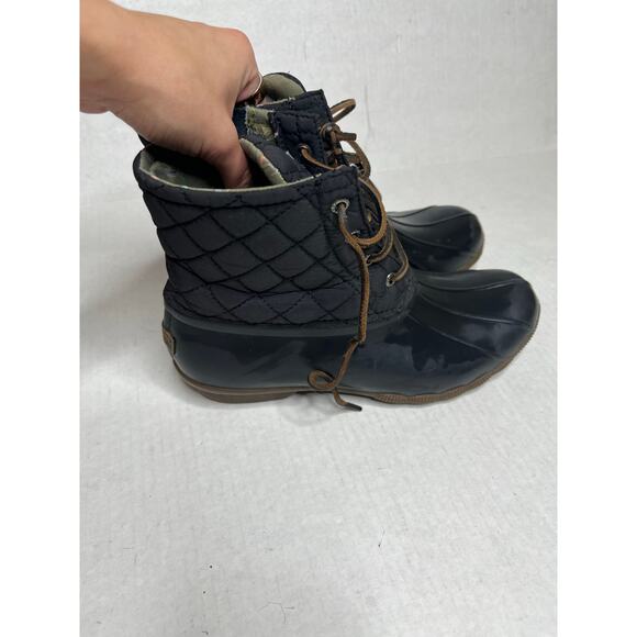 Sperry Saltwater Black Water Resistant Duck & Rain Boots Womens Size 9 - Picture 3 of 7